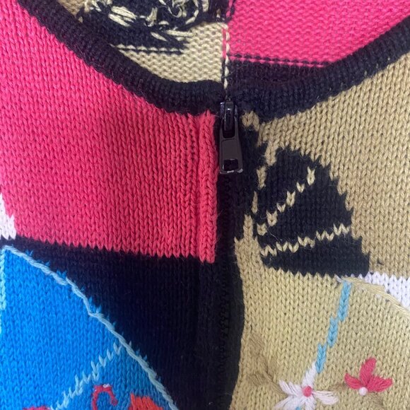 Vtg 90s Susan Bristol Embroidery Cardigan Sweater Womens Size M Colorful Patchwo - Picture 4 of 15